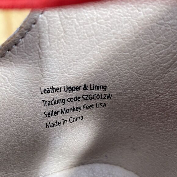 Monkey Feet Black Leather Firefighter Printed Strappy Ballet Flats Size 41 NEW - Picture 7 of 8